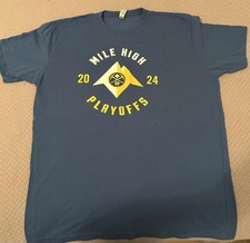 Denver Nuggets Mile High Playoff 2024 Mens TShirt size Large Blue NBA Basketball