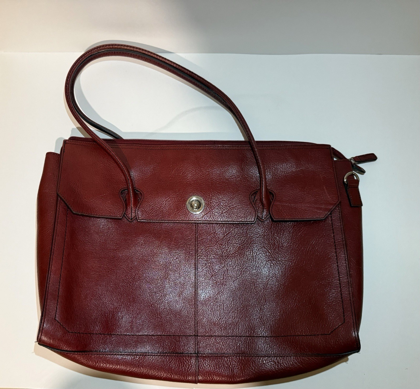 Vintage Pelle Studio Red Italian Leather Shoulder Tote Handbag