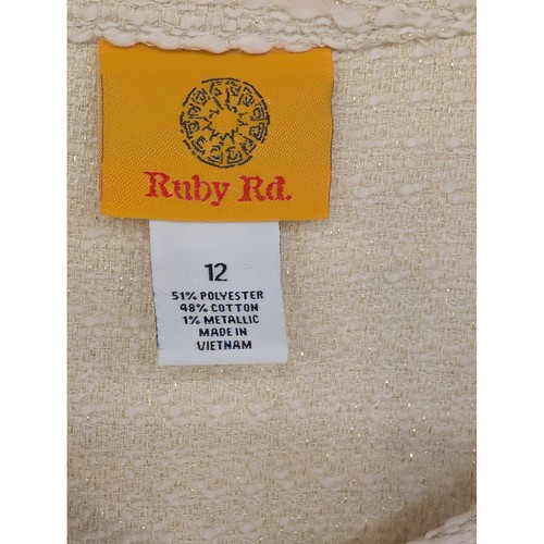 Ruby Rd. Women's Metallic Tweed Fringed Open Front Jacket Blazer Size 12 - Picture 2 of 9