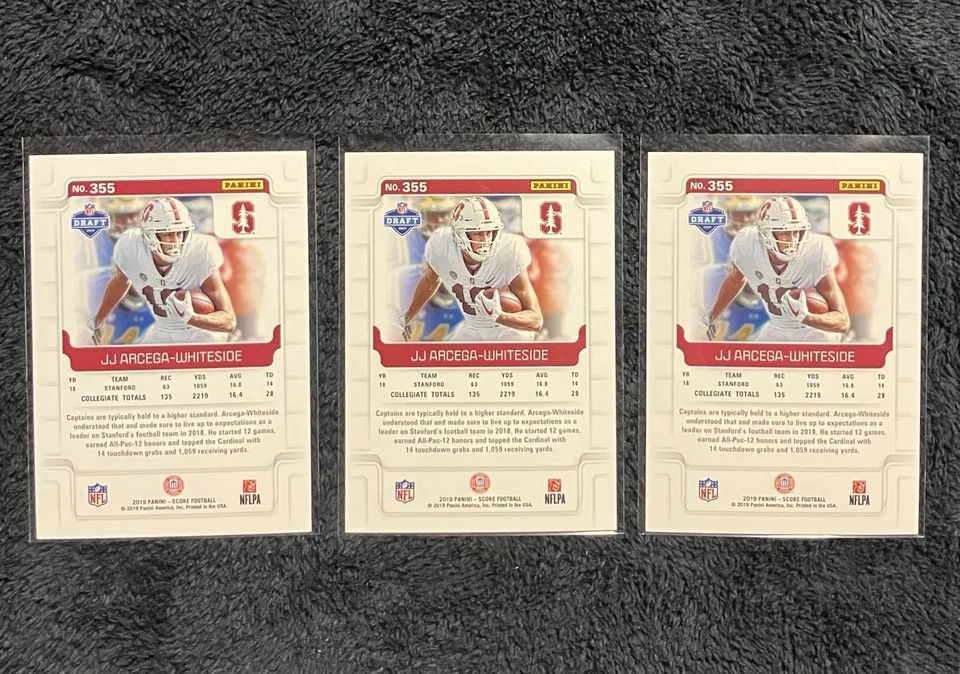 Lot of (3) Rookie 2019 Panini Score Gold  & Base J.J. Arcega-Whiteside #355 (RC) - Image 2 of 2
