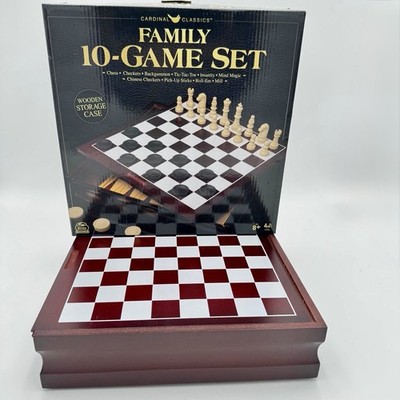 Family 10 Game Set - Chess, Checkers, Backgammon, Tic Tac Toe, Mancala NEW