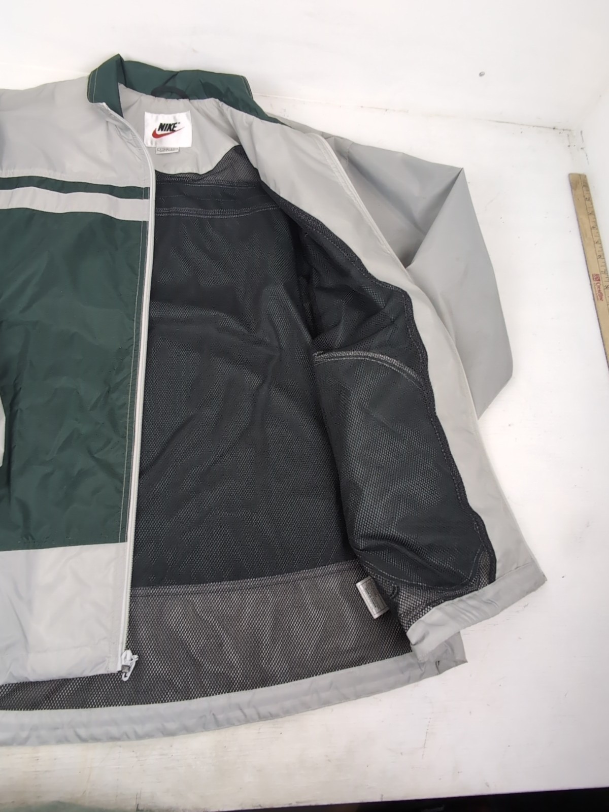 Vintage Nike Y2K Full-Zip Windbreaker - Grey And Green Mens Size Large thumbnail 7