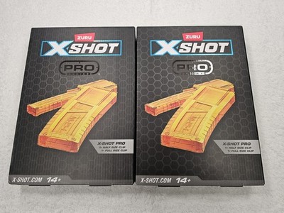 Lot of 2 X-Shot Skins Pro Twin Clip Packs ZURU Half & Full Length Magazines NEW