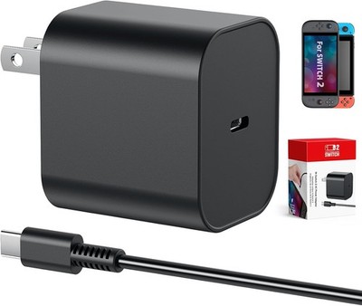 Switch 2 Charger - 60W 20V 3A AC Power Adapter for Nintendo 2/1 Fit 4K TV Dock