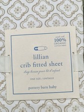 NEW Pottery Barn Baby Lillian 100 Organic Cotton Crib Fitted Sheet Khaki