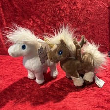 Neopets Uni Plush Set 2 White hang tag And Brown, 7  Tall, Tush Tags