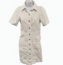 Loft, White Button-Front Short Sleeve Casual Dress, Size 0