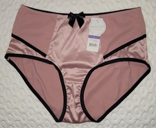 NWT Affinitas Parfait Women's Satin Hi-Leg Bikini Panty Lingerie Dusty Rose L