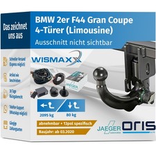 ANHÄNGERKUPPLUNG für BMW 2er F44 Gran Coupe ab 20 v.abnehmba ORIS +E-Satz JAEGER