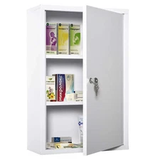 Kleankin 15.75 in W x 23.5 in. H Steel White Wall Surface Mount Medicine Cabinet