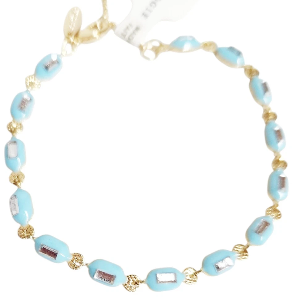 Pulsera Anthropologie Cristal Vinculado Azul Cielo Multi Chapado en Oro 14k Latón Nueva con Etiquetas Foto 2 de 4