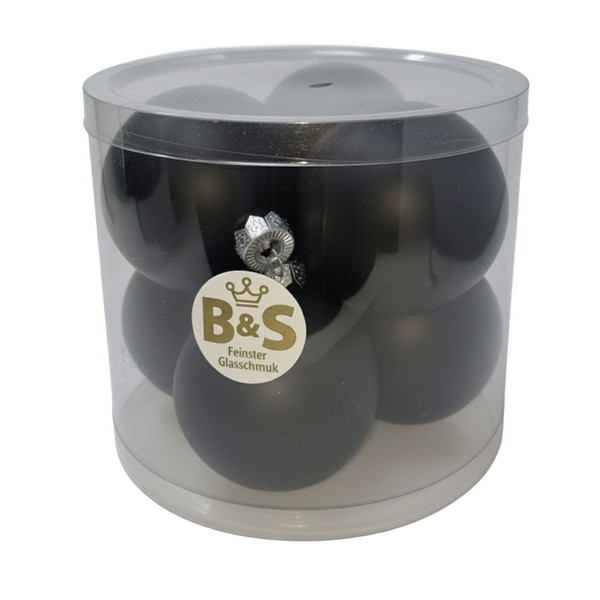 B&S Weihnachtskugeln Christbaumschmuck | Schwarz Matt | 6 StüCk | Ø 8 Cm | Glas-image