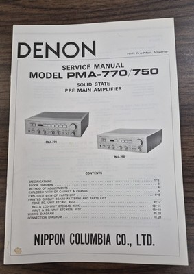 Denon PMA-770/750 Amplifier Service Manual - Original | eBay