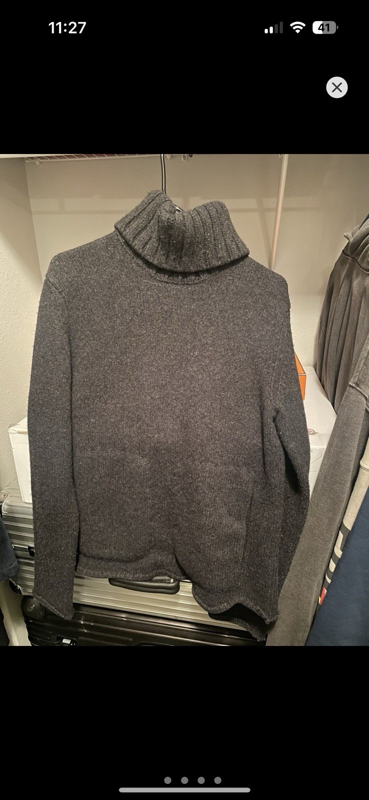 Maglione maglia vintage Yves Saint Laurent collo tartaruga lana alpaca grigio taglia M