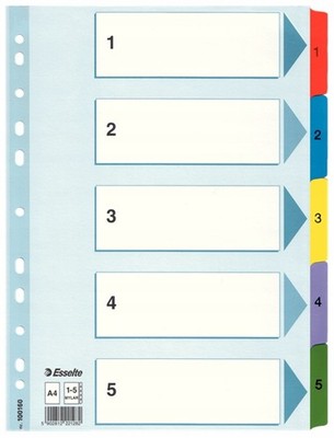 Esselte Mylar A4 Karton-Trennblatt, indexiert 1-5 /5 Karten/ 100160