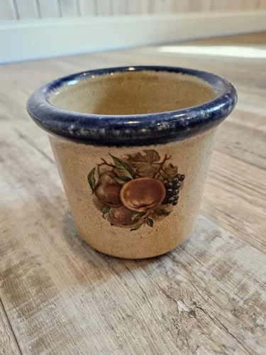 Vintage Monroe Salt Works MSW Utensil Holder Canister Crock 4x4 Peaches Fruit