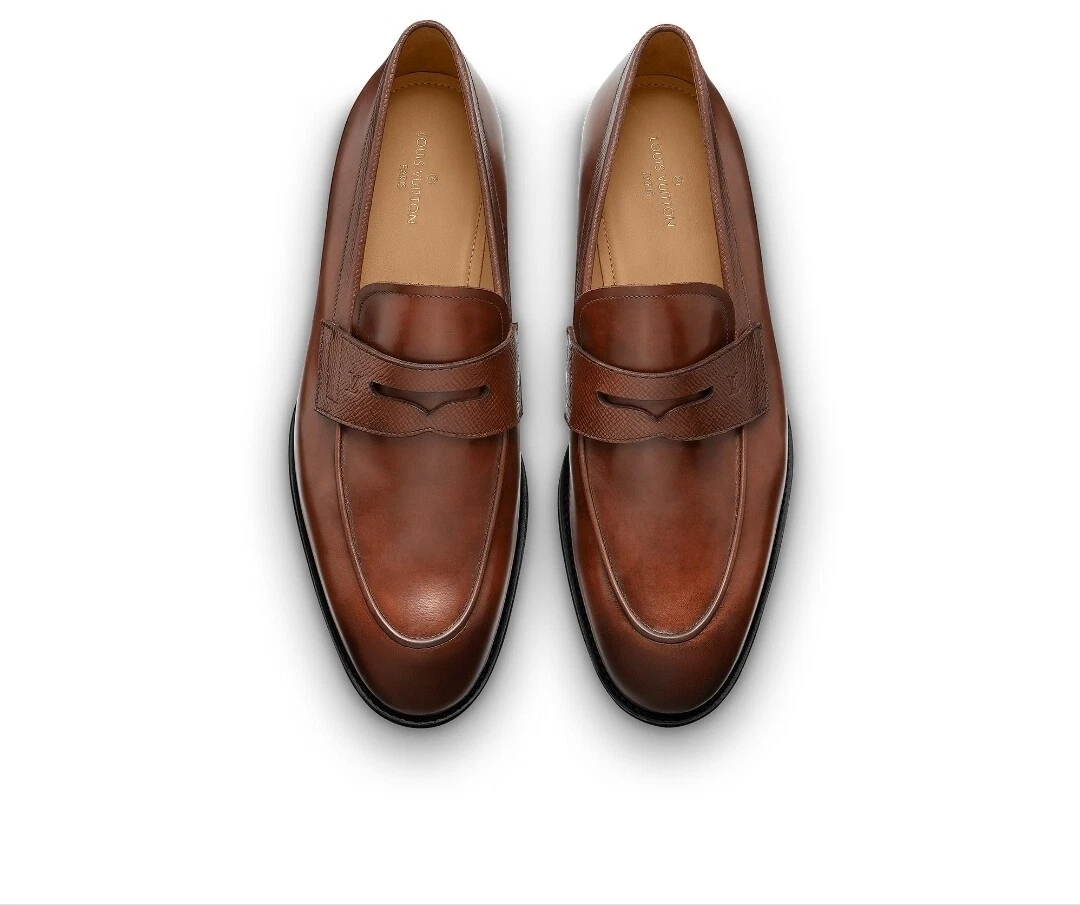 LOUIS VUITTON Saint Germain Leather Loafers Brown Size 7L / 41 Large