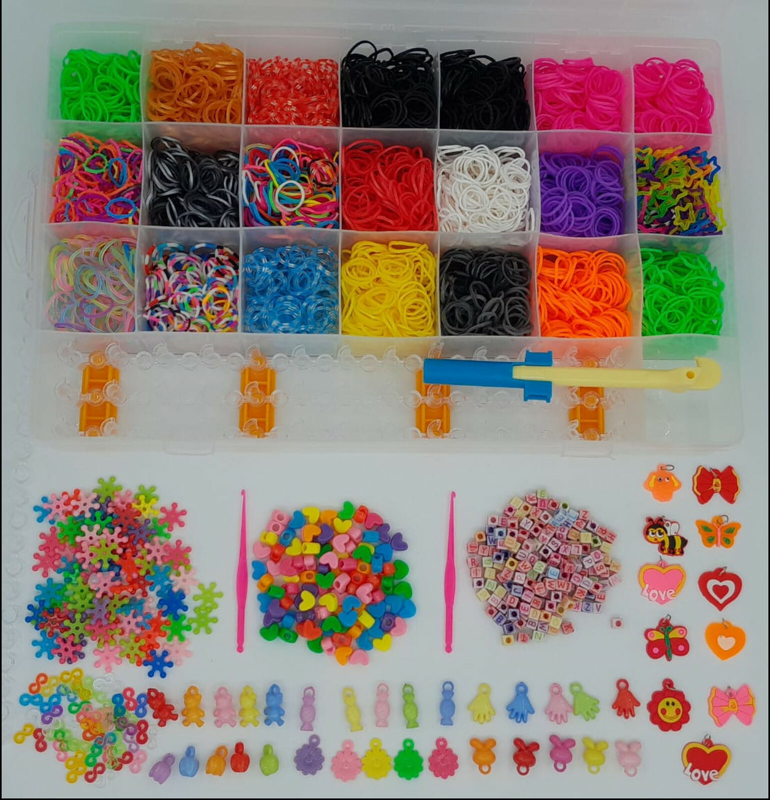Loom Bands Set – Ca. 6000 Gummibänder Bunt, Mit S-Clips, Häkchen & Webrahmen, Für Armbänder & Basteln