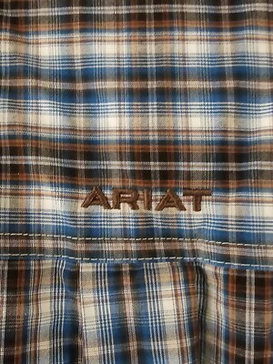 Chemise Ariat Homme Large Bleu Blanc À Carreaux Boutonnée À