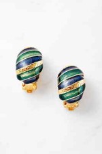 Susan Caplan Ladies Vintage Enamel Striped Semi Hoop Earrings- Valentine's, Bday