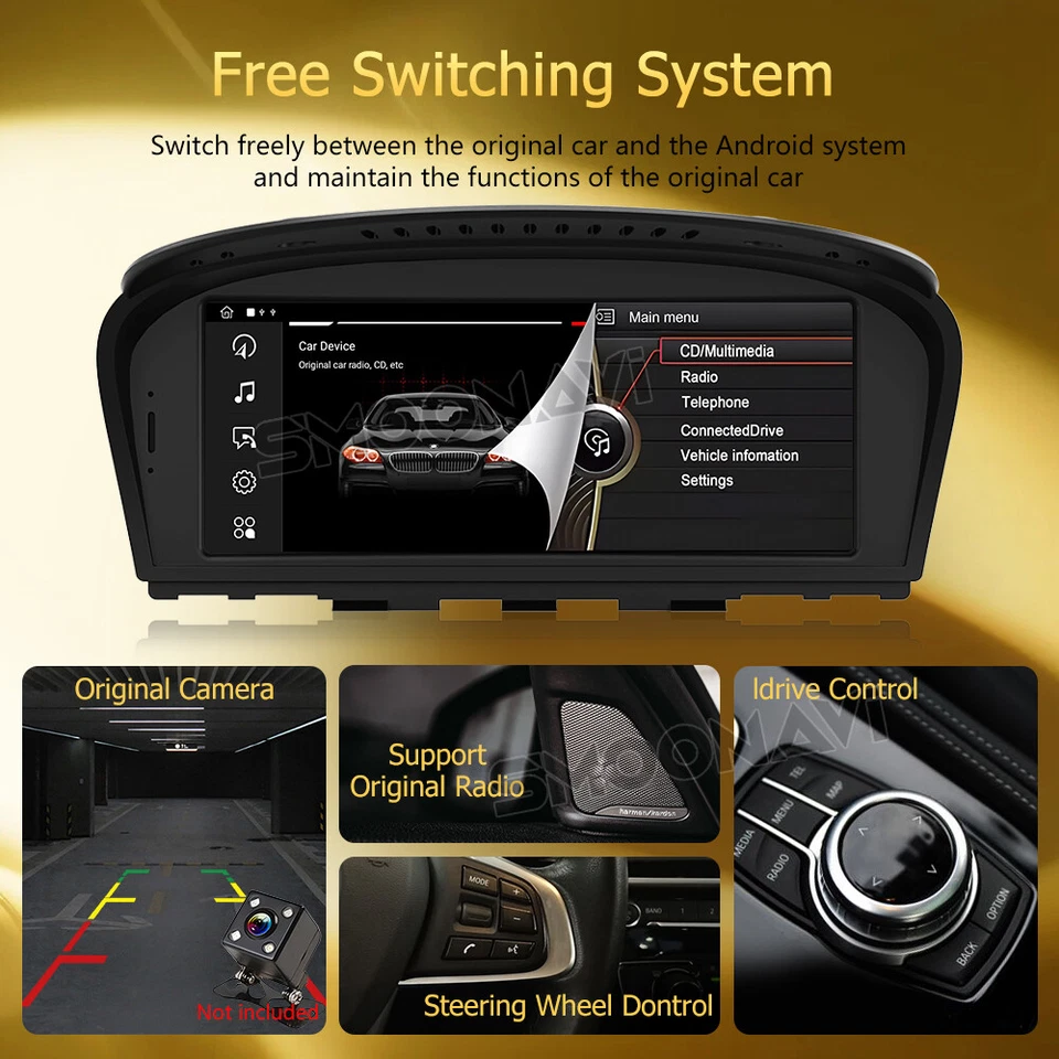 8.9" Android Auto Carplay Stereo  WIFI For BMW 3/5 Series E90 E91 E60 E61 CCC - Image 4 of 4