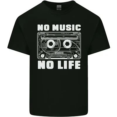 Pas De Musique Pas De Vie T-Shirt En Coton Pour Hommes Cassette Audio Rétro - Photo 1/4