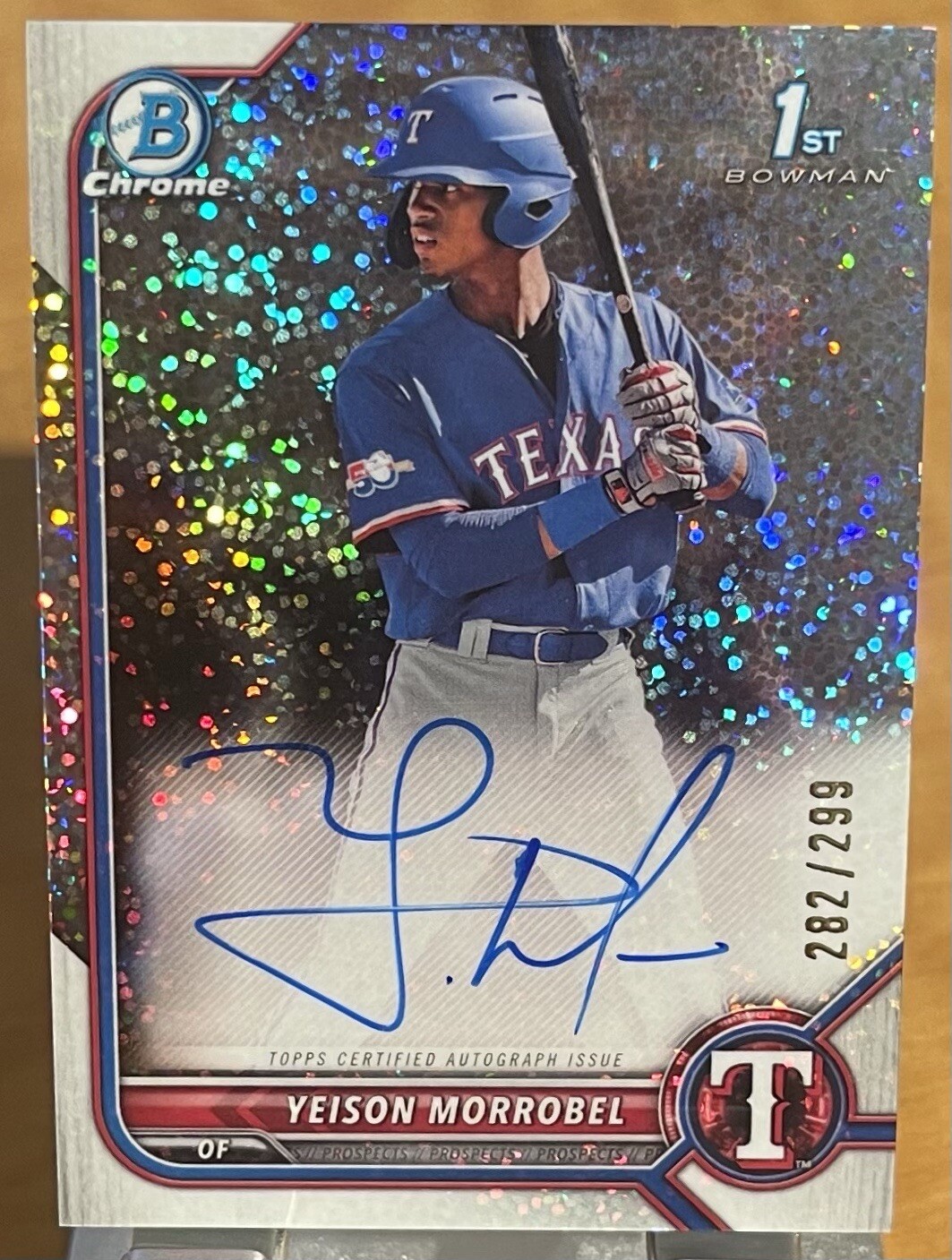 2022 Bowman Chrome Prospect Auto Speckle #CPA-YML Yeison Morrobel /299