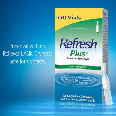 Refresh Plus Lubricant Eye Drops, 100 Single Use Containers