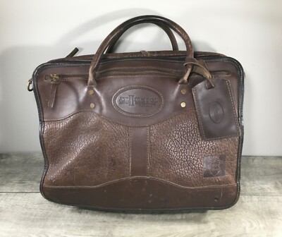 J W Hulme Heavy Leather Briefcase Messenger Overnight Made in USA Original