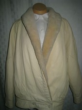 Vakko Concept Ivory Supple Leather Shearling Collar Coat Women  L Made In Usa