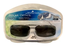 Polar Optics 52 rec 8 Polarized Black Full Frame clip on Sunglasses W. Case