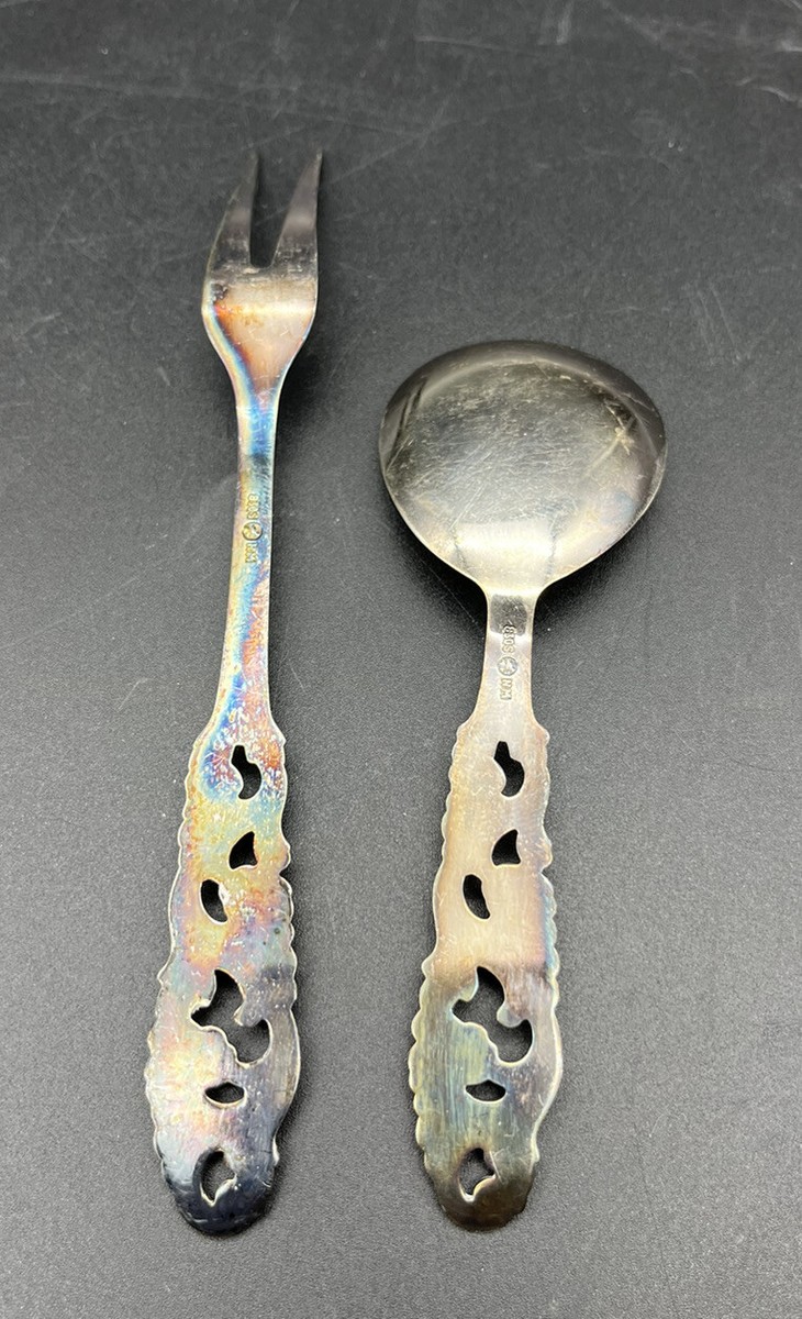 銀製　NORWAY スプーン　シルバー830 830 Silver NORWAY Norge Spoon with Bear Viking Ship Reindeer