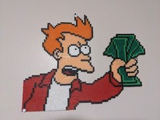 Perler Bead Art Futurama Fry, Meme Take all my money