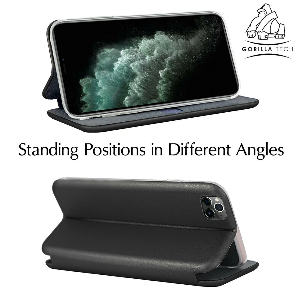 Funda de cuero billetera abatible premium de ajuste perfecto con ranura magnética para tarjetas Foto 3 de 4