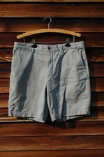 Men's Vintage LANDS END Grey Canvas Twill Shorts Size 36 Traditional Fit Cotton