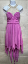 citytriangles Womens Size 9 Ribbed Chest Layered Tulle Halter Top Prom Dress