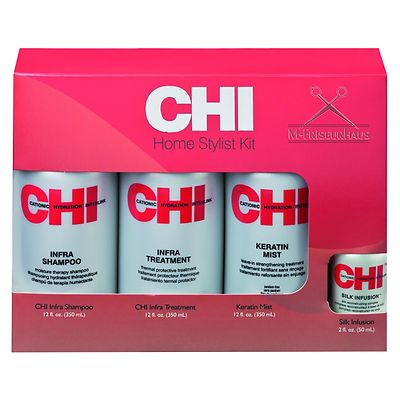 CHI Set Infra Shampoo 350ml Keratin Mist 350ml Treatment 350ml Silk Infusion 50m