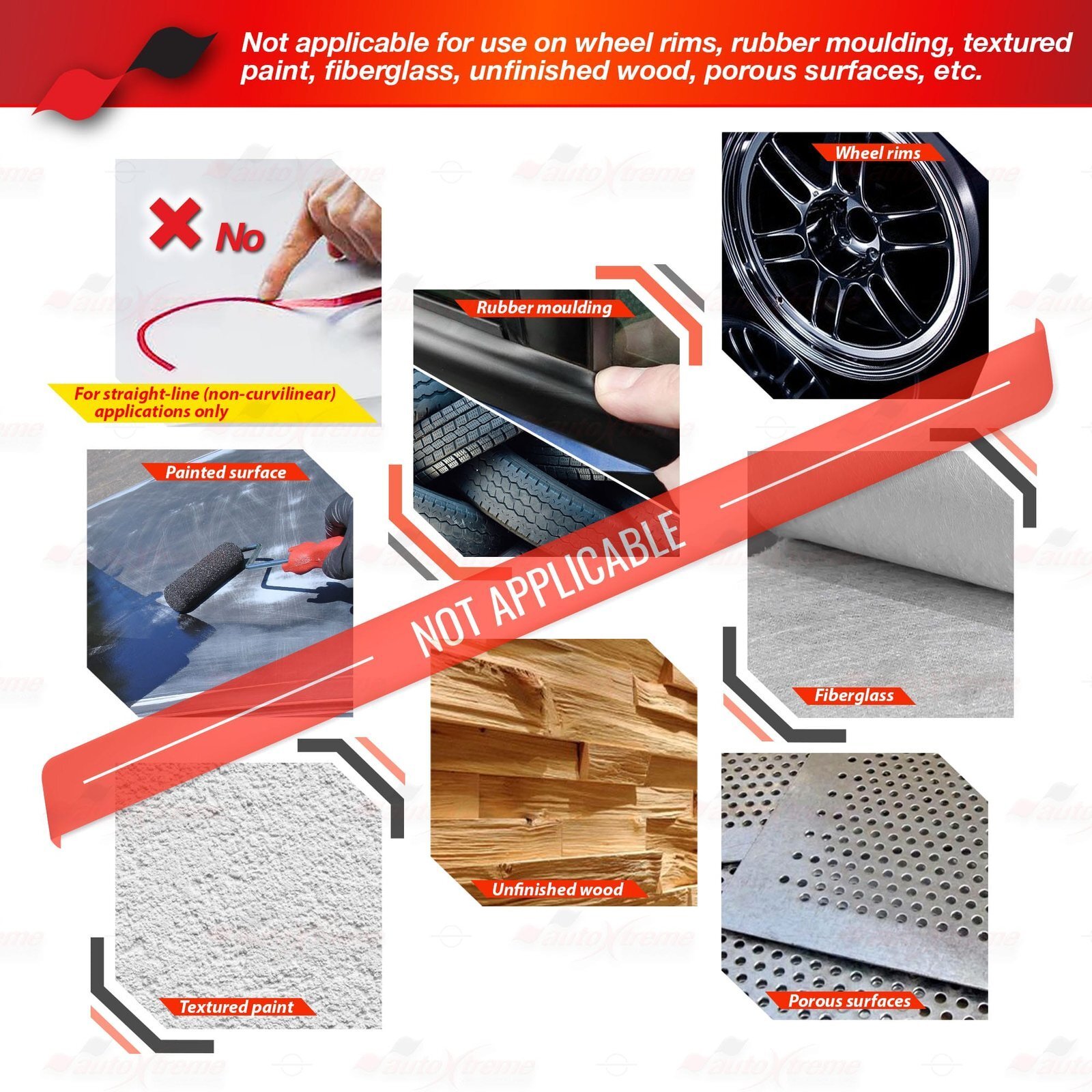 4" 102mm PinStriping Stripe Tape Styling Decal Vinyl Sticker CARBON FIBER RED