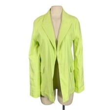 Jason Wu Womens Linen Blend Open Front Blazer Jacket Size Small Lime Designer