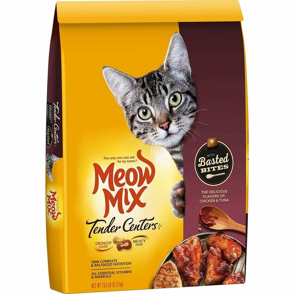 Meow Mix Tender Centers Dry Cat Food Chicken and Tuna Vitamins Kitten