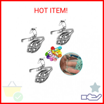 Upgraded 3 PCs Crochet Ring for Finger Yarn Guide, Adjustable Tension Ring for C