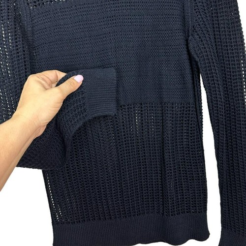 AllSaints dunkelblau Rollkragen offen Strick Pullover Häkel Lasercut Akzente Gr. 6 - Bild 6 von 8