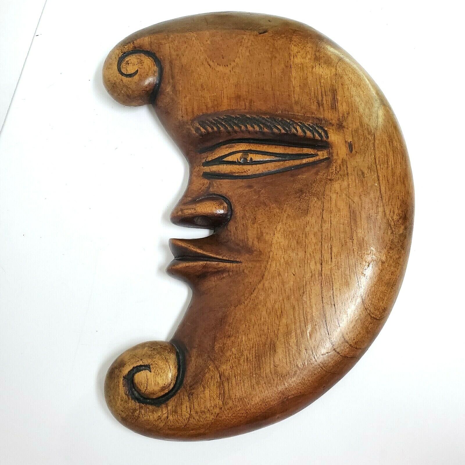 Hand Carved Crescent Sales of SALE items from new works Moon w Face Large Hanging Super beauty product restock quality top Art Vintage Wall