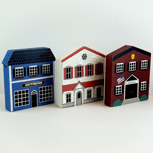 Cat's Meow Style Wooden Houses Village Home Decor Chtistmas Decoration Lot 3 - Picture 2 of 4