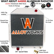 4 Row Aluminum Radiator For 1942-1952,1951 Ford F1 F2 F3 F4 Pickup Ford Engine