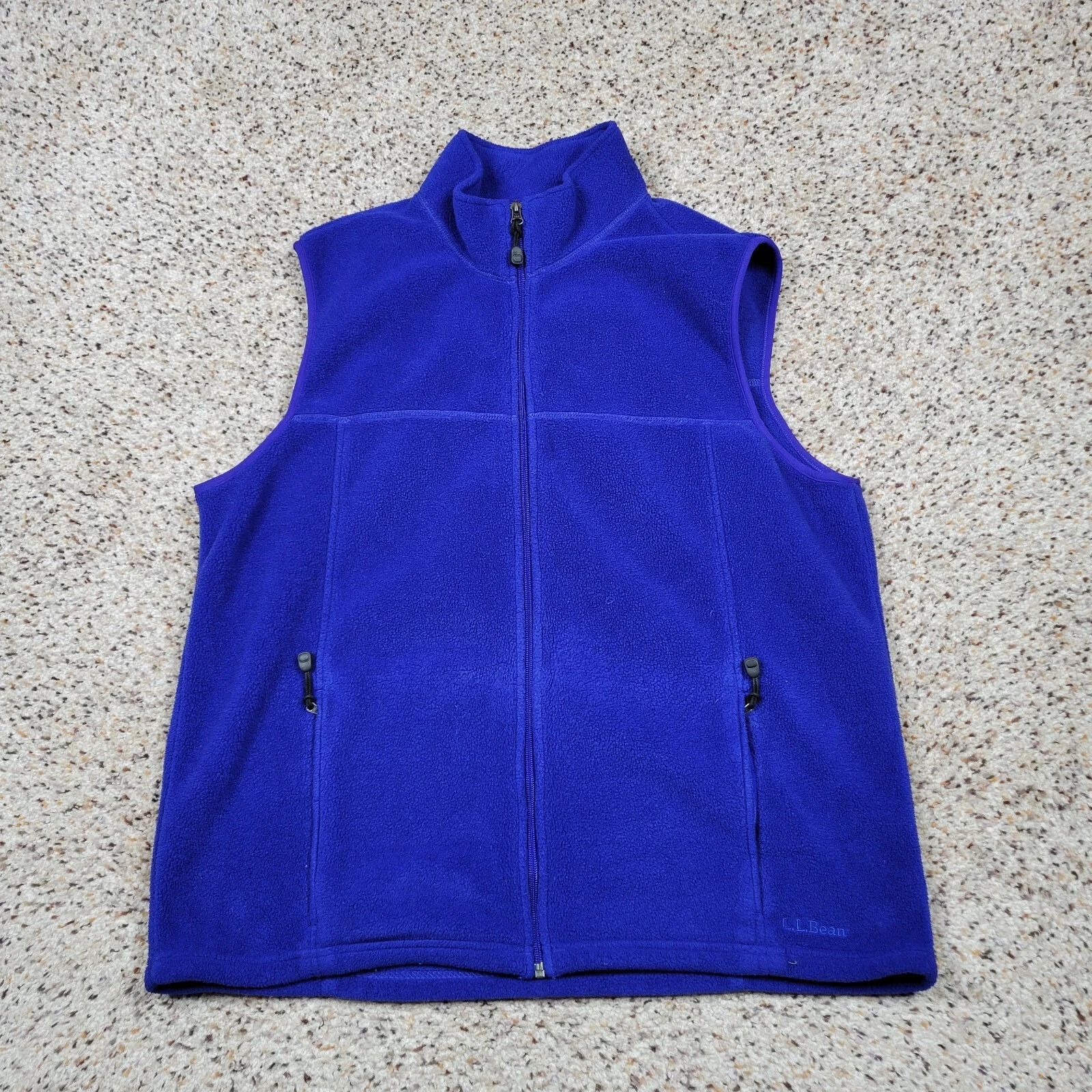 LL Bean Vest Mens XL Tall Blue Fleece Sleeveless Zip Pockets Outdoors Hiking A2