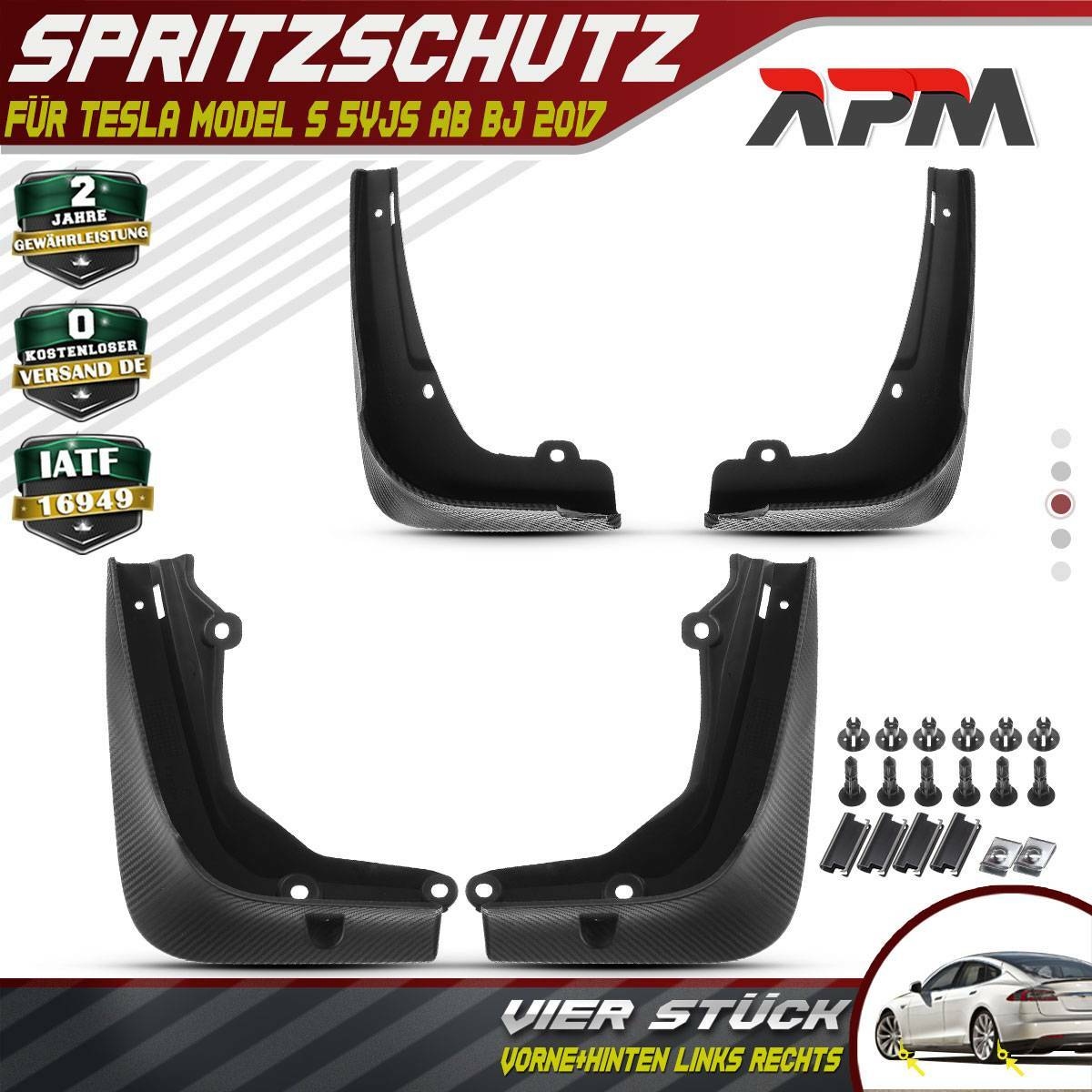 4x Spritzschutz Für Tesla Model S 2017-2019 - Komplettset Vorne/hinten
