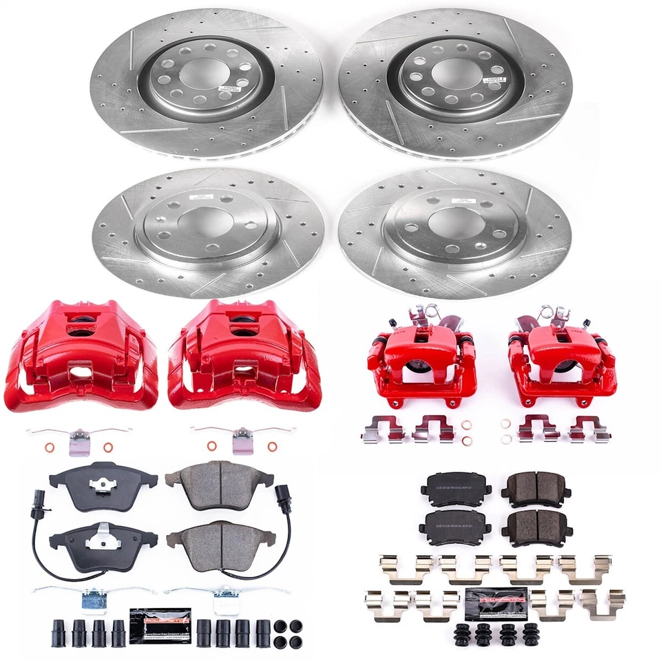 KC4065 Powerstop Brake Kit With Calipers 4-Wheel Set Front & Rear for Audi A4 Foto 2 de 4