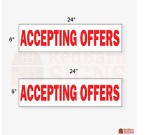 Accepting Offers 6"x24" REAL ESTATE RIDER SIGNS Double Sided 2PK - Visible