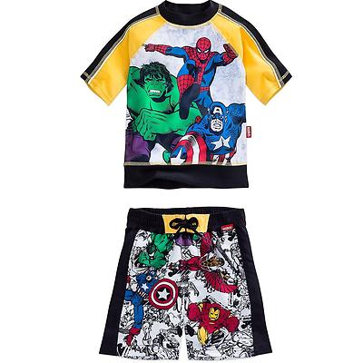 Marvel Avengers Spider-Man Hulk Rash Guard And Swim Trunks Set Boy